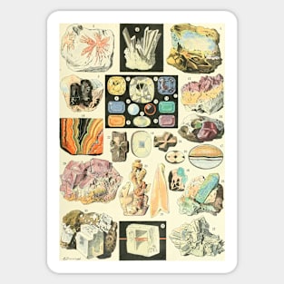 Colorful Minerals Crystals Gemstones Vintage Illustration Sticker